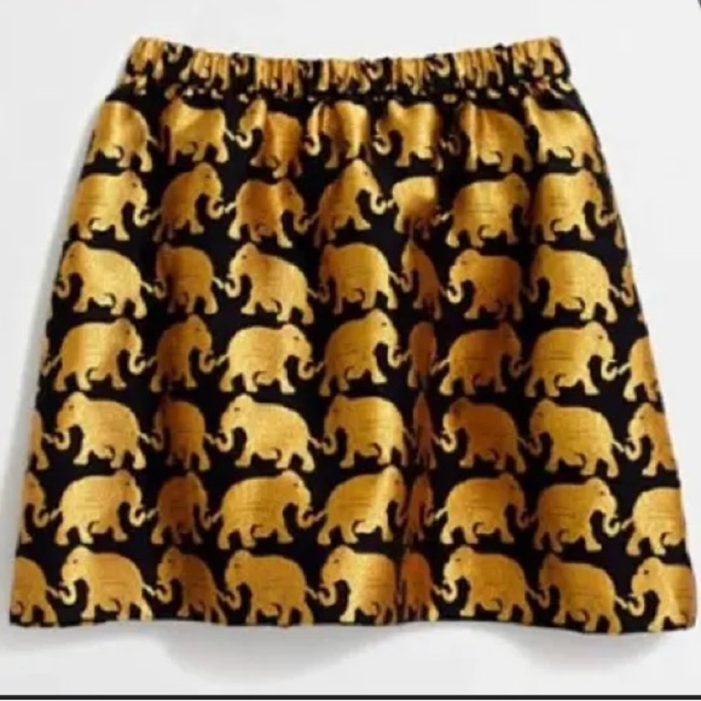 Crewcuts Black and Gold Elephant Print Mini Skirt
